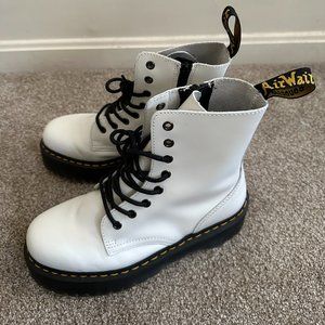 Dr. Martens Jadon Smooth Leather Platform Boots | White | Size women's9 men's8